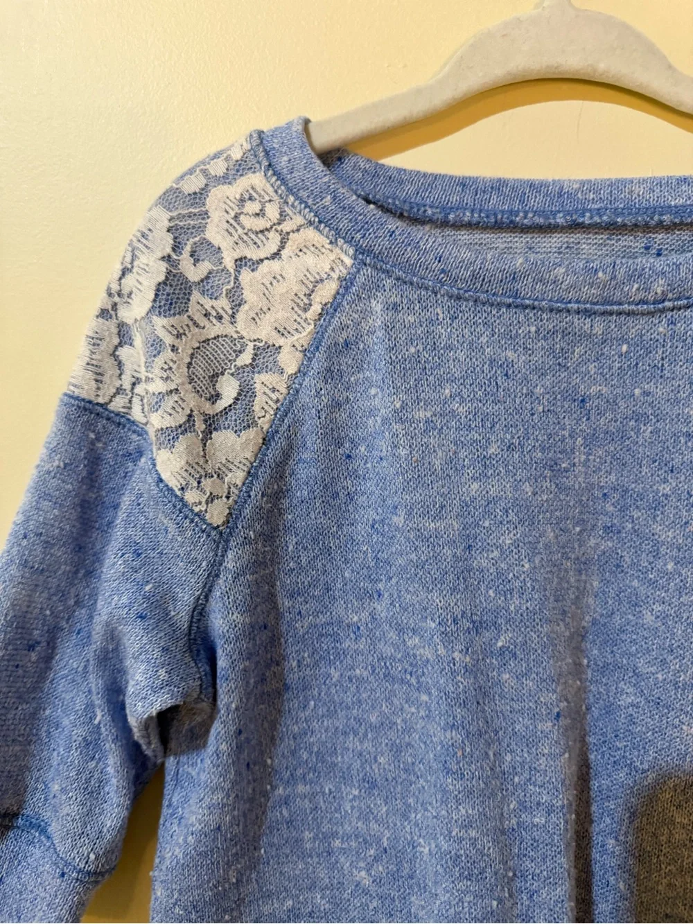 Justice | Girls’ Blue + White Lace Shoulder Sweater Top